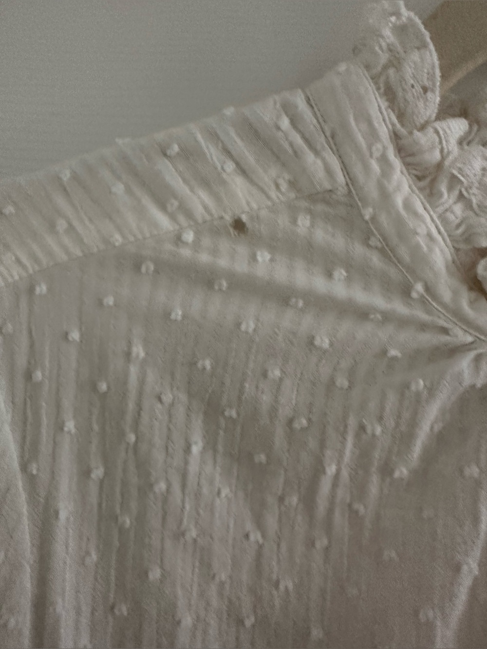 Sezane Swiss Dot Ruffle Neck Long-Sleeve Top - Picture 3 of 7